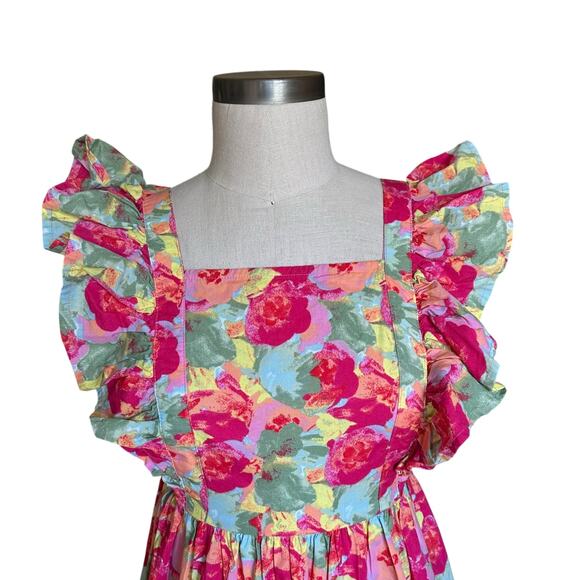 PEYTON & PARKER Cotton Floral Colorful Ruffled Sleeve Maxi Dress Women's Size XS - Picture 6 of 6